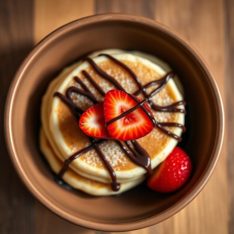 Mini pancakes with chocolate and strawberries