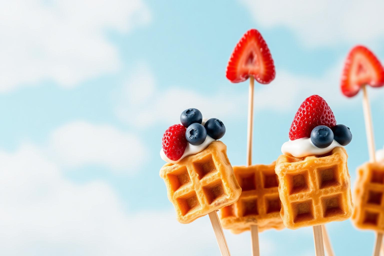 Golden mini pancakes with berries